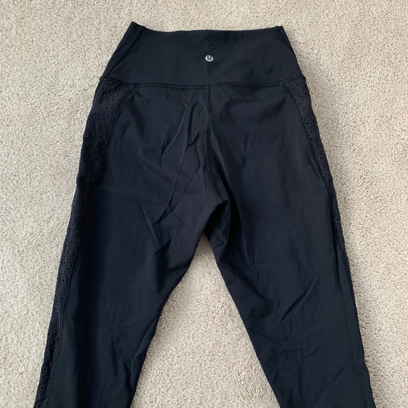 Lululemon black eyelet crop leggings - Picture 8 of 9